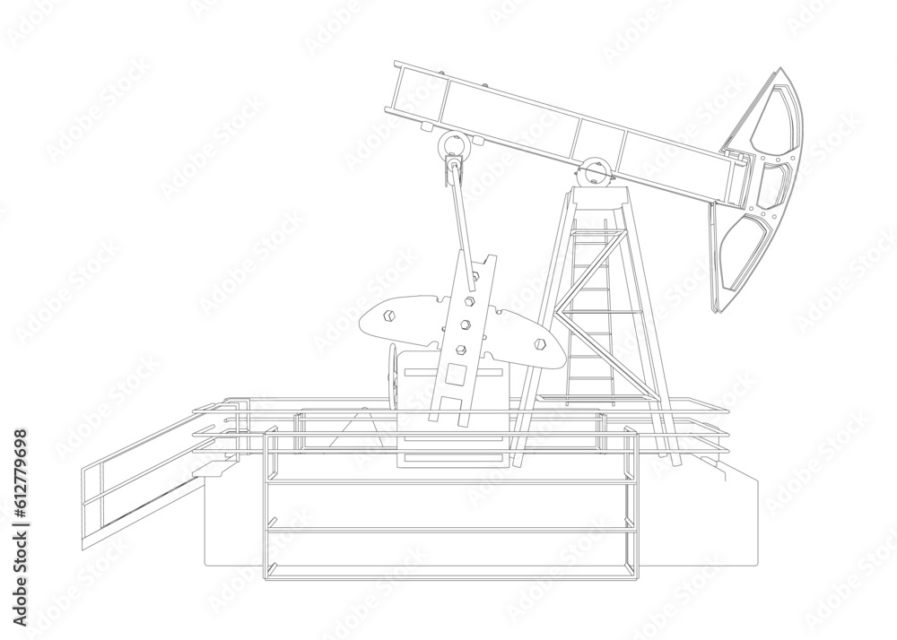 Outline Oil pump icon. Oil pump symbol. Vector illustration. Oil pumpjack icon in cartoon style isolated on white background. Oil industry symbol stock vector illustration..