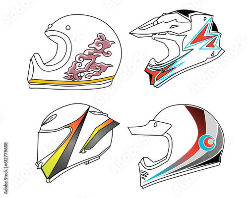 Helmet wrap decal designs vector . Livery decal helmet.