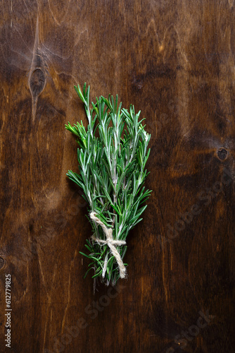 Sprigs of rosemary on the table