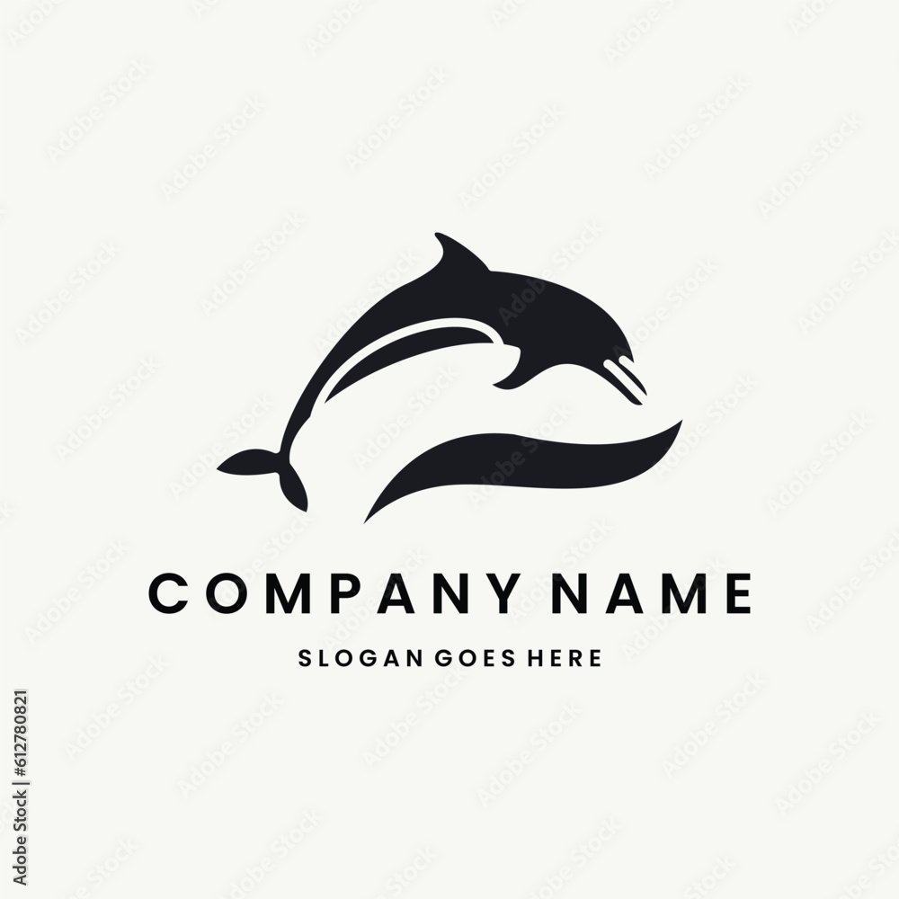 Dolphin Logo vector design template black logo and white background Dolphin Logo vector design template black logo and white background