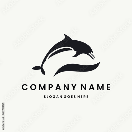 Dolphin Logo vector design template black logo and white background