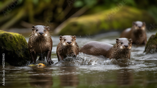 wild otters created with generative AI © VirtualCreatures