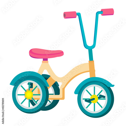 kids Tricycle vector illustration, Kids Bike, Baby Bicycle flat style vector image