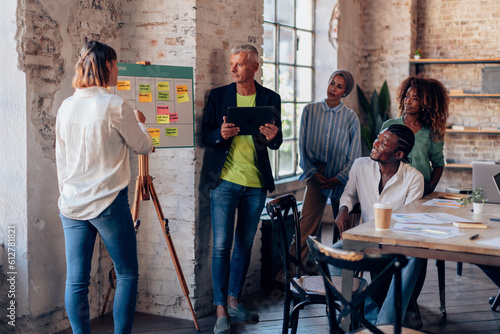 Bilde på lerret young group of creative people in meeting study solution in design office