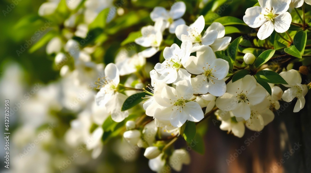 Branch of apple blossoms. Generative AI. Branch of apple blossoms. Generative AI.