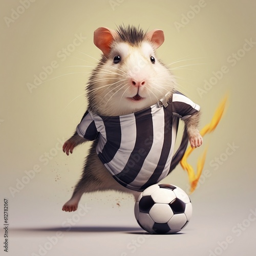 IA generativa de hamster jugando al fútbol photo