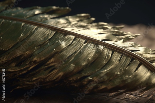 A close-up of a natural element, such as a leaf or feather, with intricate and delicate details, Generative AI