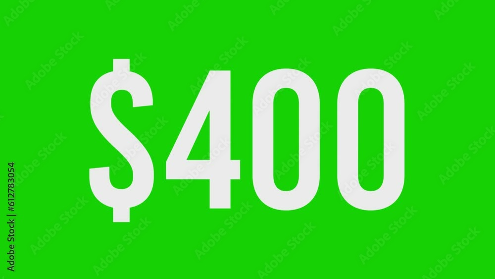 Animated Money Number Counter from 0 to 400 Dollars Animated Money Number Counter from 0 to 400 Dollars