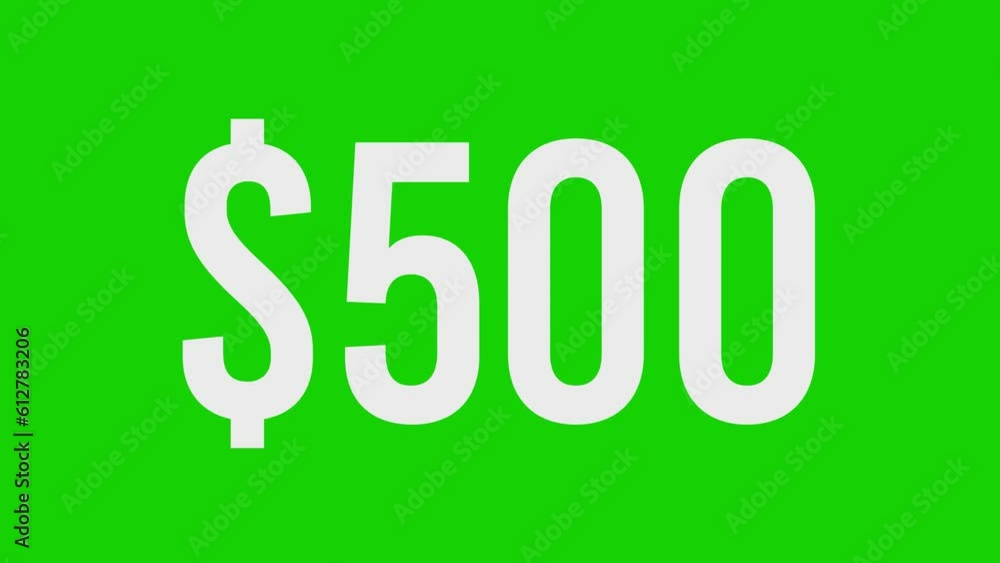 Animated Money Number Counter from 0 to 500 Dollars Animated Money Number Counter from 0 to 500 Dollars