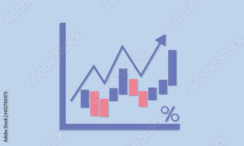 Graph Icon on blue background. Chart bar symbol for your web site design, logo, app, UI.