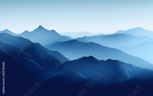 Blue mountain background illustration,created with generative ai tecnology. © henvryfo