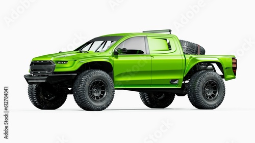 3D rendering of a brand-less generic pickup truck 