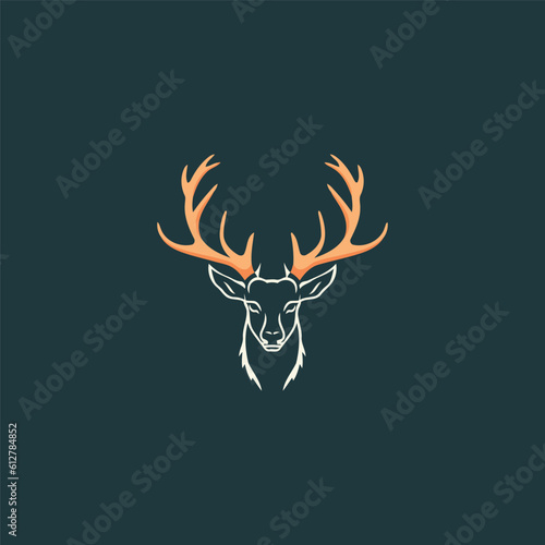 Deer head hipster retro logo design vector illustration