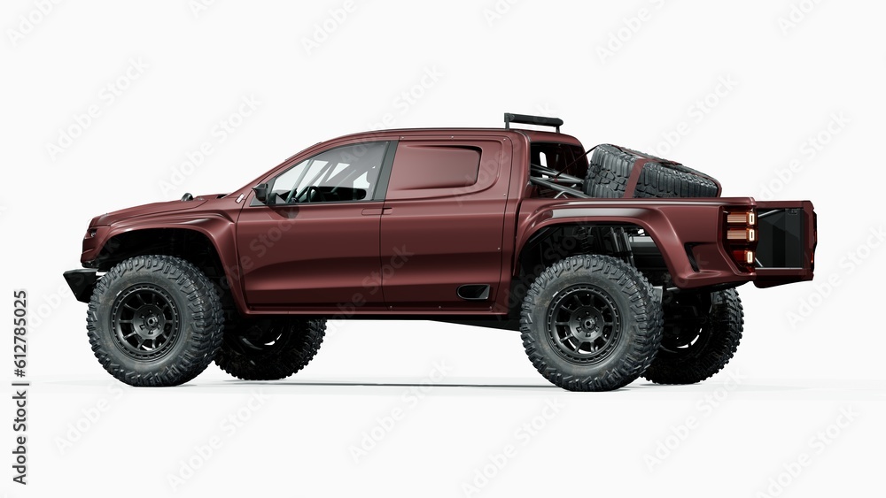 3D rendering of a brand-less generic pickup truck 