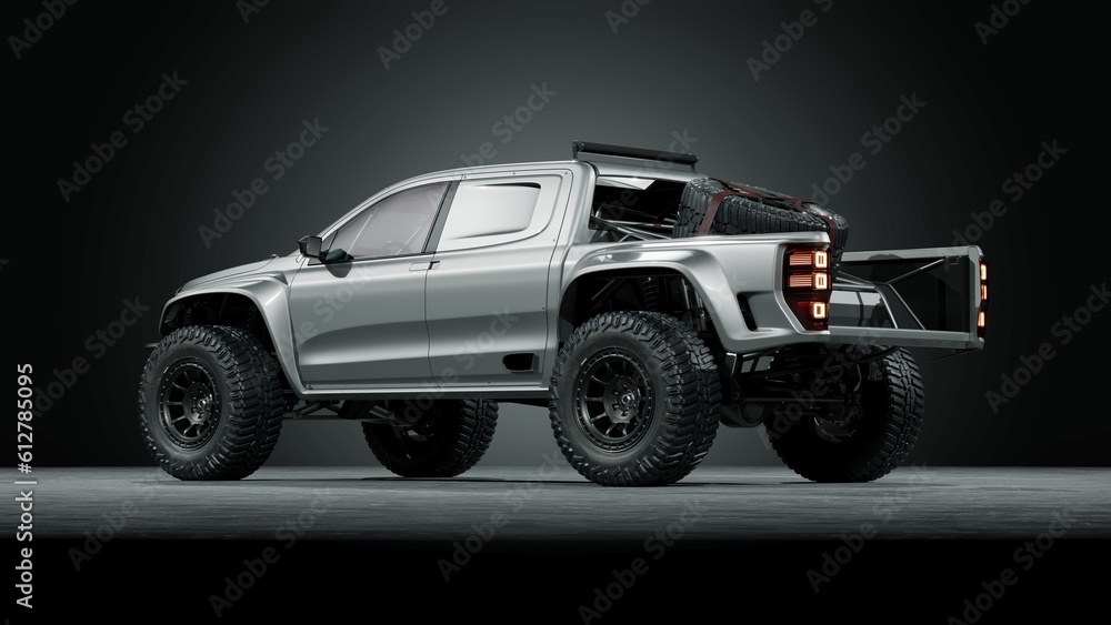 3D rendering of a brand-less generic pickup truck 