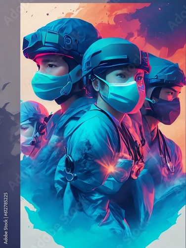  image of a medical team fighting. Generative AI