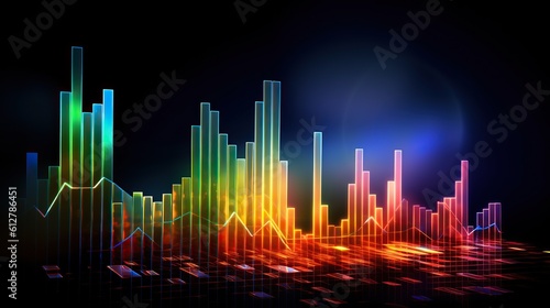 hologram Financial growth, Charts and graphs showing upward trends and increasing profits