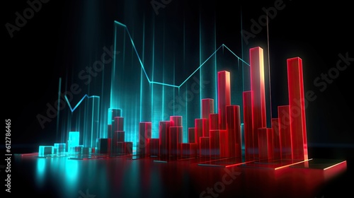 hologram Financial growth, Charts and graphs showing upward trends and increasing profits