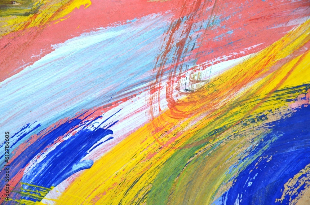 Hand drawn abstract brush strokes of bright acrylic colors, fragment of artwork Hand drawn abstract brush strokes of bright acrylic colors, fragment of artwork