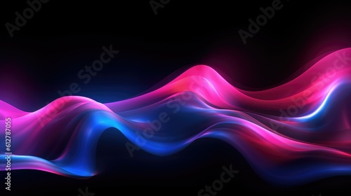 Shining Pink and Blue Waves on Dark