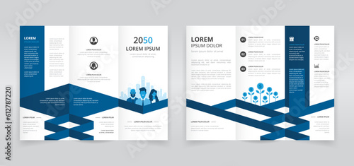 Modern and professional trifold brochure template with business people artwork, trifold flyer layout, pamphlet, leaflet