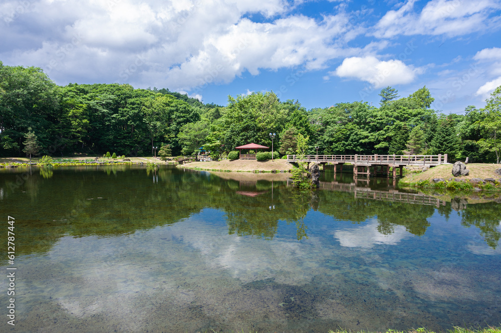 京極町吹き出し公園の夏風景