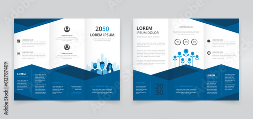 Modern and professional trifold brochure template with business people artwork, trifold flyer layout, pamphlet, leaflet