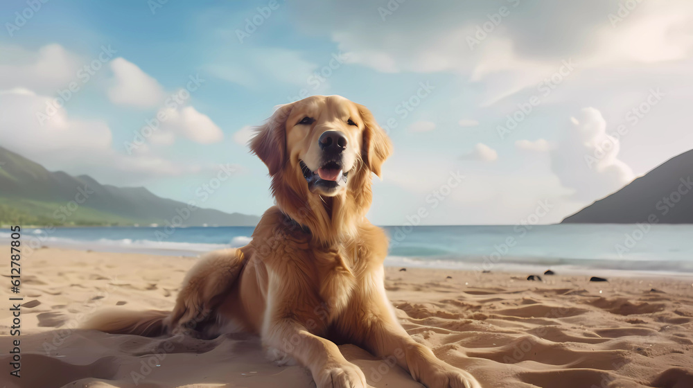Happy dog on summer vacation Generative AI Happy dog on summer vacation Generative AI