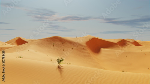 Desert dunes yellow sand  sandy landscape. 3d render