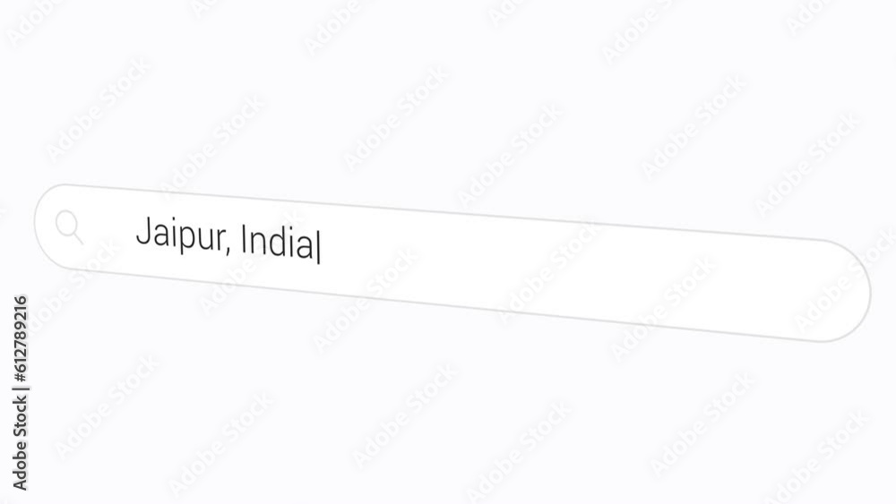 Typing Jaipur, India In The Search Bar. The Pink City. closeup Typing Jaipur, India In The Search Bar. The Pink City. closeup