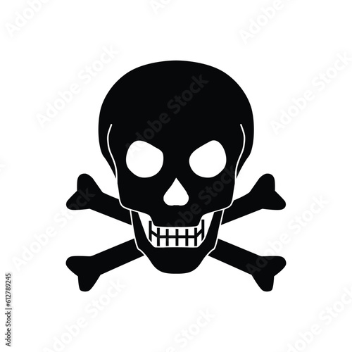 black skull and bones sign pirate and death simbol