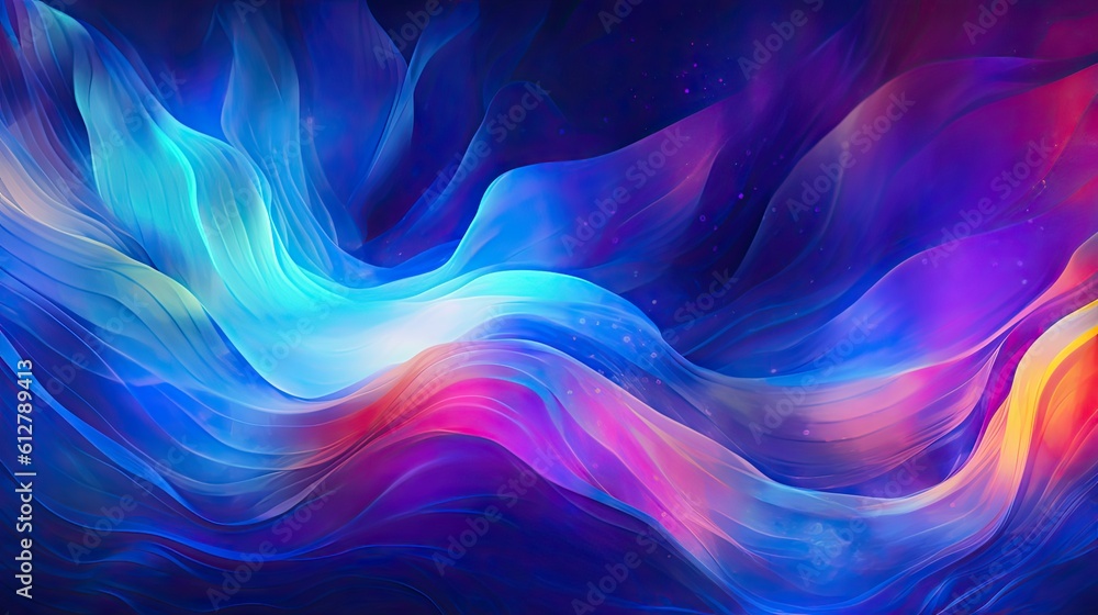 A Abstract Background of Many-Coloured Waves and Curves - A Futuristic Digital Painting Illustration, Generative AI