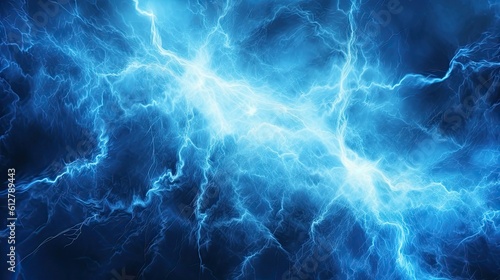 A Dangerous Fantasy: Halloween with Scarey Blue Lightning and Plasma Electrical Effects. Generative AI