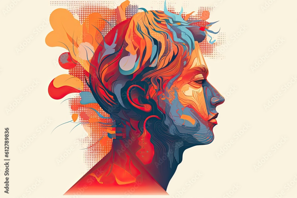 Struggling with Mental Disorder: Abstract Illustration of an Adult's Internal Struggle: Generative AI