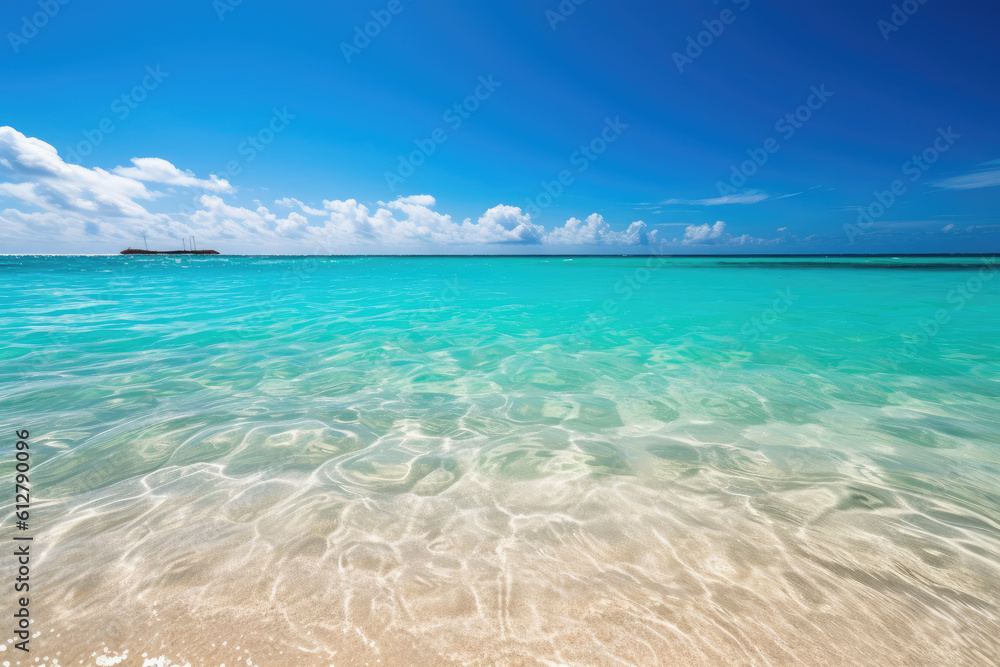 beach with turquoise and crystal clear sea water. vacation and relax. generative ai