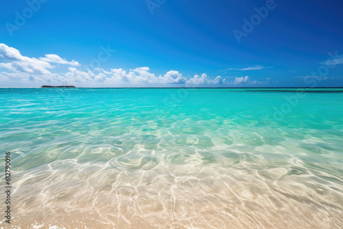 beach with turquoise and crystal clear sea water. vacation and relax. generative ai
