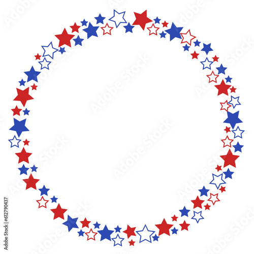Patriotic circle frame svg, 4th of july round wreath, American flag border