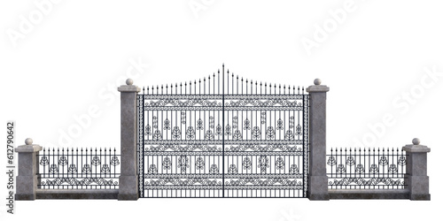 inferriata cancello entrata villa recinto fondo trasparente isolato photo