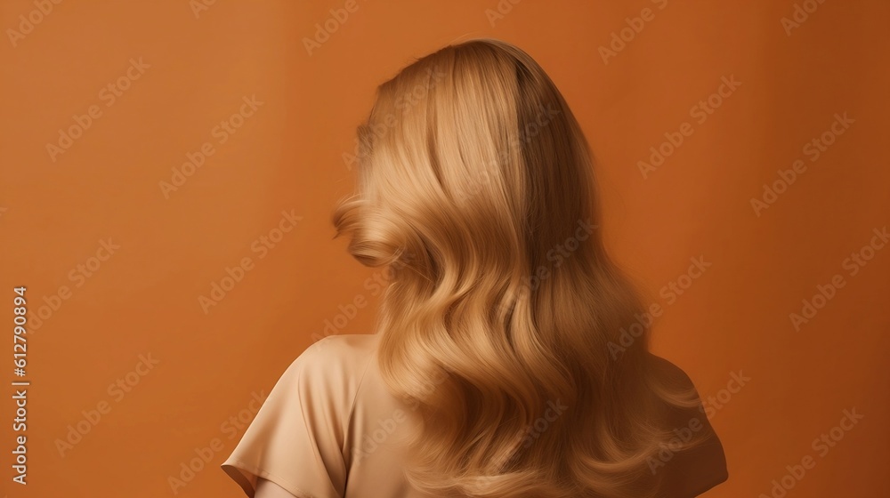 Fototapeta premium Backview Girl with curly red hair. Generative AI