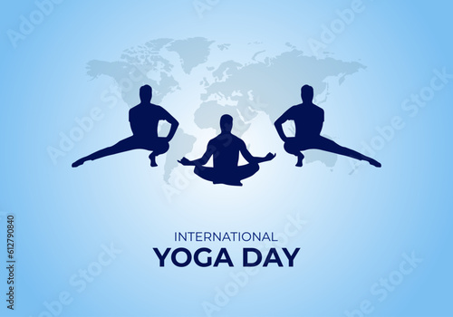 international yoga day. 21 June.  yoga body posture. vector illustration design. yoga day banner, poster, card.
