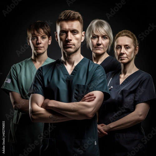 Portrait of medical staff, doctors, nurses, generative AI