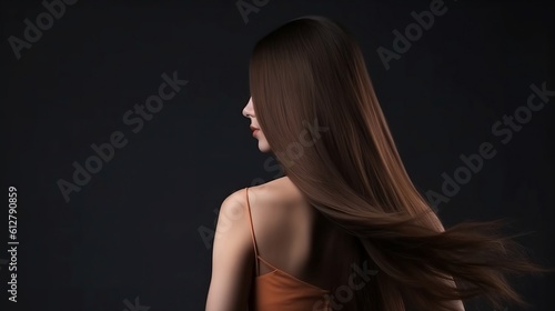 Girl with long hair. Generative AI