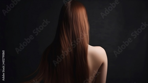 Girl with long hair. Generative AI