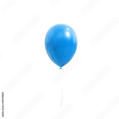 blue balloon isolated on white, 3d rendering of red balloon PNG isolated