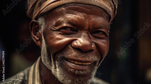 Ageless Charm: Stunning Close-up Portrait of a Wise African Man. Generative AI