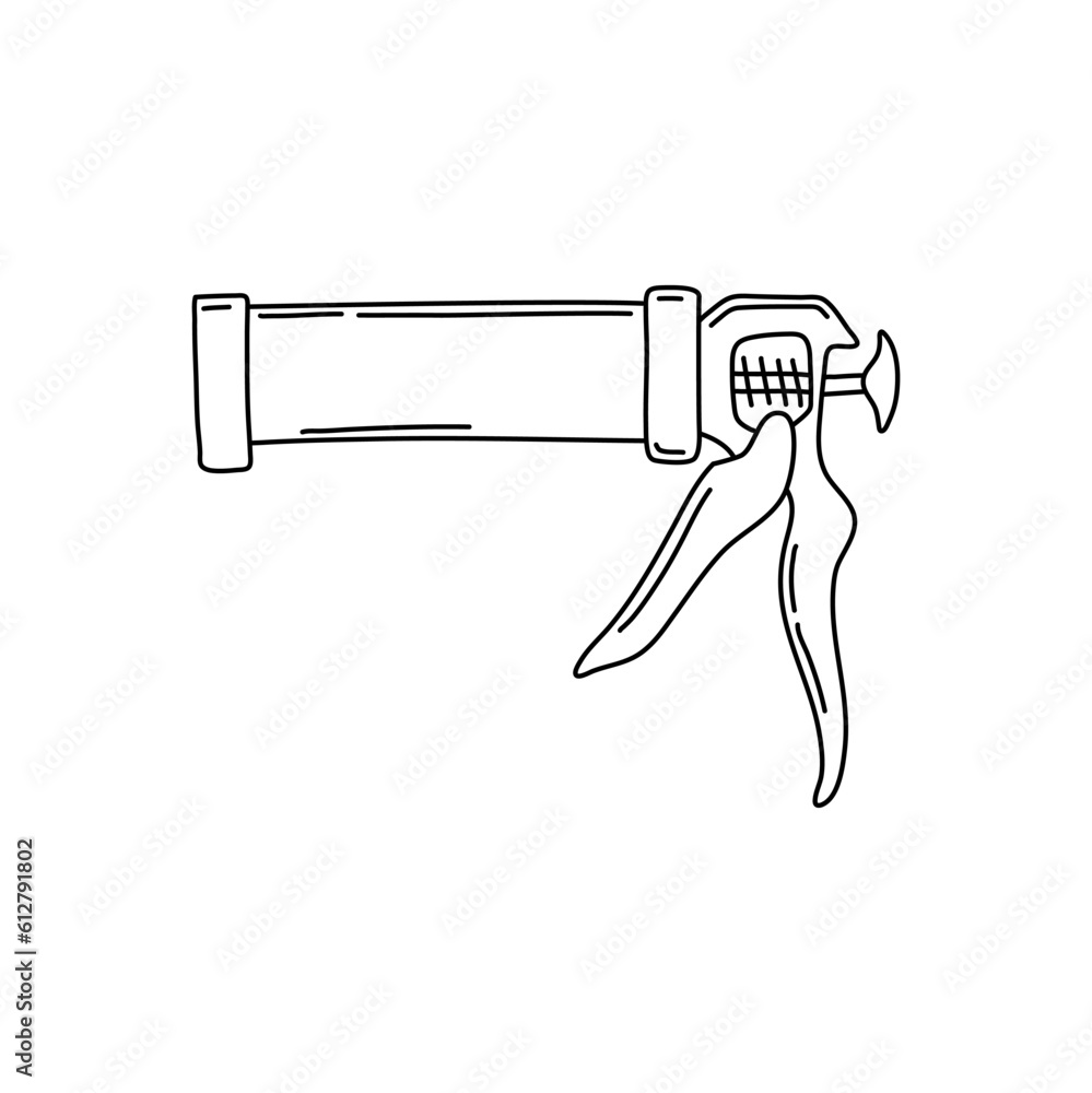 Vector hand drawn caulking gun, silicone gun isolated on white background Vector hand drawn caulking gun, silicone gun isolated on white background