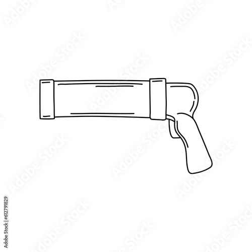 Vector hand drawn caulking gun, silicone gun isolated on white background