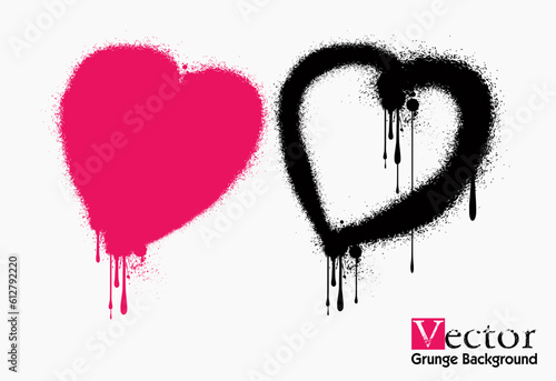 Spray Painted Graffiti heart icon Word Sprayed isolated with a white background. graffiti love icon with overspray in black and pink on white. photo