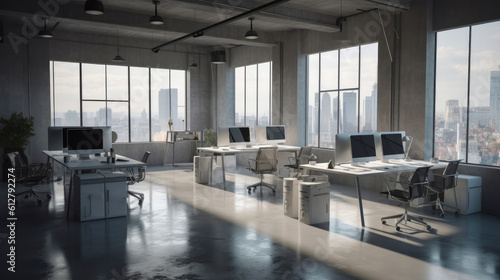 Contemporary Tech Office with Natural Lighting. Generative AI