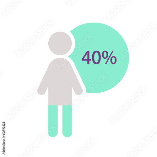 Human figure infographic chart design template with forty percentage. Demographic information. Less than half. Editable male silhouette. Visual data presentation. Myriad Pro-Bold, Regular fonts used